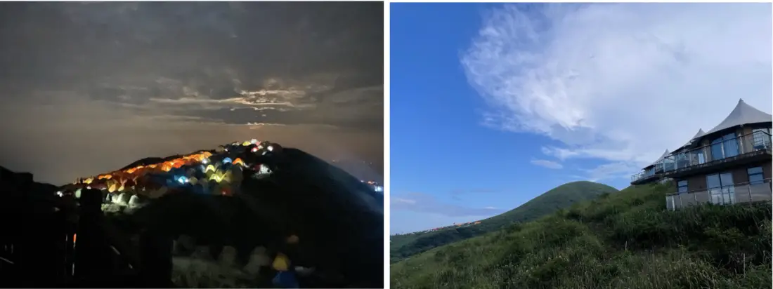 山顶住宿:帐篷与小木屋